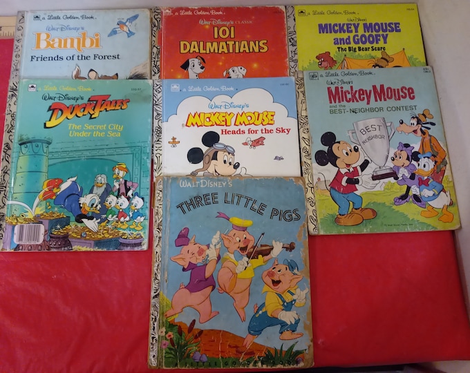 Vintage Children's Books, Little Golden Books, Bambi, Mickey Mouse, Duck Tales, Three Little Pigs, and More