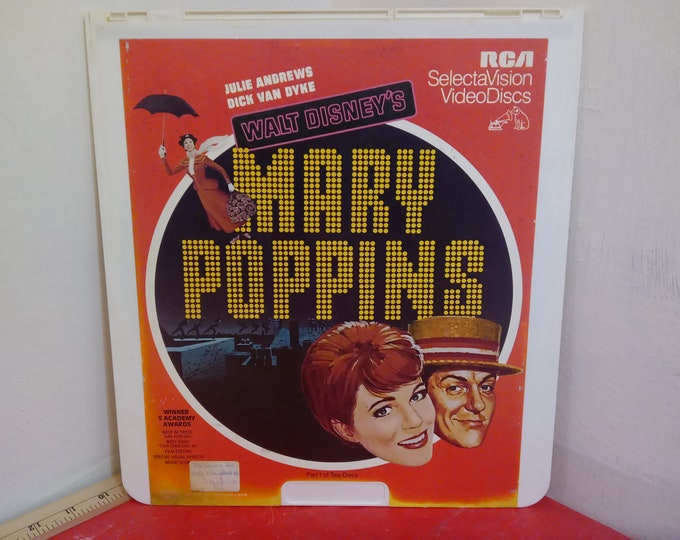 Vintage Video Disc Movie, Walt Disney "Mary Poppins" by RCA Select Vision Video Discs, 1980's