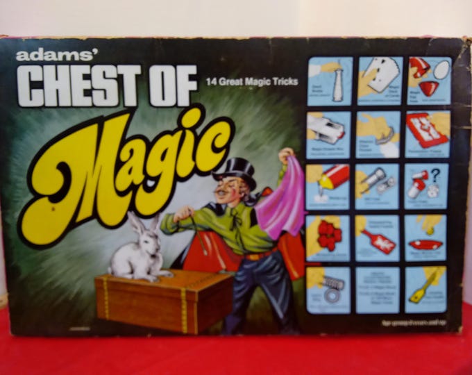Vintage Magic Tricks, Adam's Chest of Magic with 12 Tricks, 1970's