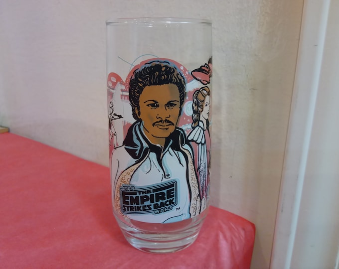 Vintage Star Wars Glass, Star Wars Empire Strikes Back Drinking Glass, Coca Cola, Burger King, Lando Calrission, 1980#