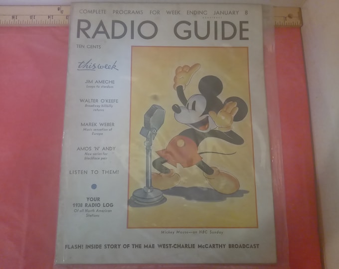 Vintage Magazine, Radio Guide "Your 1938 Radio Log of all North America Stations, January 8, 1938#