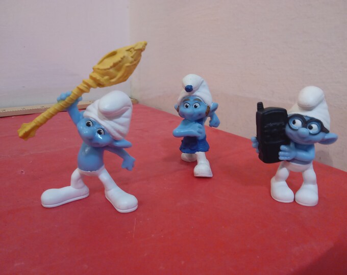 Vintage Smurf Figurines, Clumsy, Gutsy, and Brainy from McDonald's Happy Meals. 2011