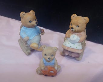 Vintage Figurines, Ceramic/Resin and Rubber/Plastic Figurines and Dolls, Girl with Dog, Bunny People, Bear Family, Barbie Baby and Others
