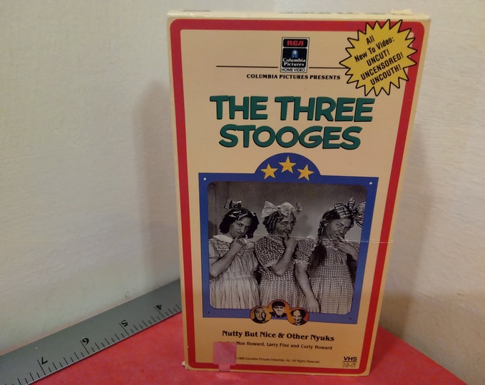 Vintage VHS Movie Tape, The Three Stooges, Nutty but Nice & Other Nyuks, Larry, Mo, Curly, 1989~