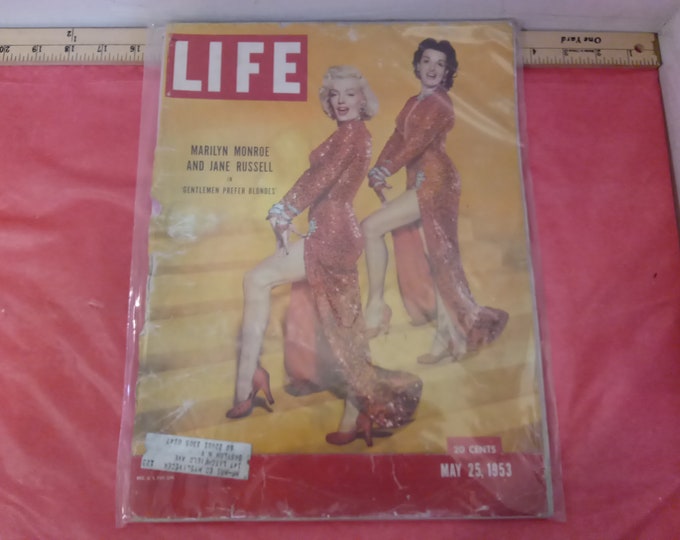 Vintage Life Magazine, Marilyn Monroe and Jane Russell, Gina Lollobrigida and "In Time of War", 1950's and 1991#