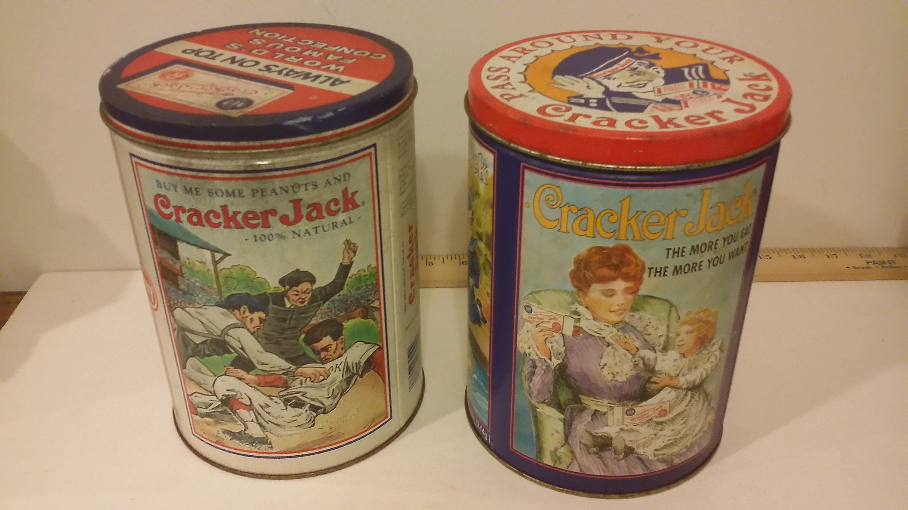 Vintage Cracker Jack Tin, Limited Edition Borden Popcorn Confection Can