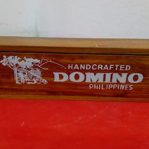 Vintage gamingstukken, houten dominostenen #623-H of geblokte gamingstukken van Halsam# of handgemaakt met doos uit Filipijnen