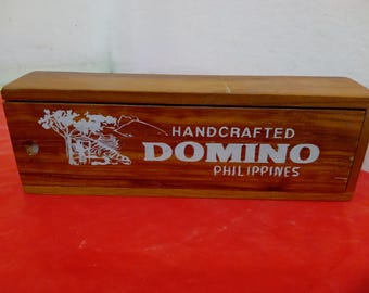 Vintage Gaming Pieces, Wooden Dominoes #623-H or Checker Gaming Pieces by Halsam# or Handcrafted with Box from Philippines