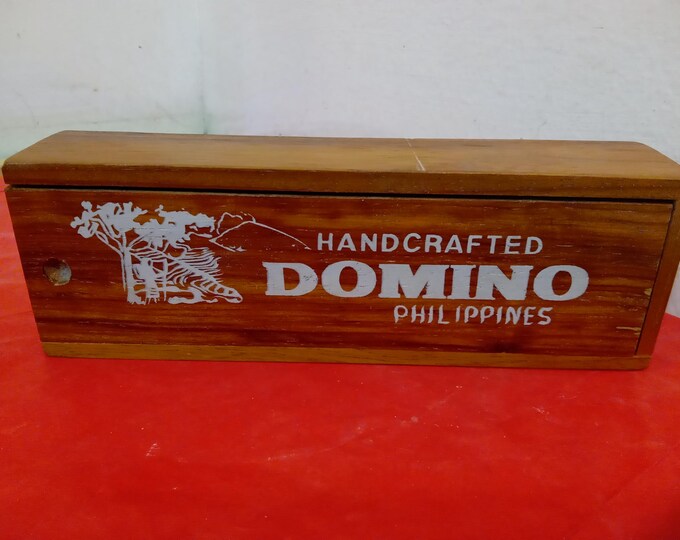 Vintage Gaming Pieces, Wooden Dominoes #623-H or Checker Gaming Pieces by Halsam# or Handcrafted with Box from Philippines