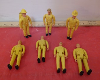 Vintage Action Figures, Firemen in Yellow Fire Suits some Tanks and Helmets
