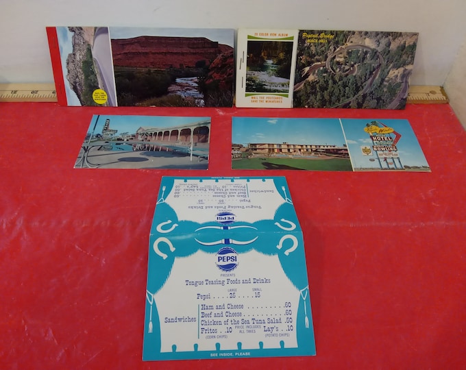 Vintage Postcards, Postcards of Wyoming, South Dakota, Arkansas and Oklahoma, Pepsi Placard from Restaurant, 1960's