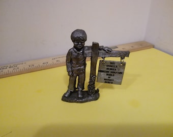 Vintage Ricker Pewter Figurine, 1981 Charter Member Miniature Sculpture World, 1981