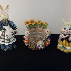 Vintage Bunny Rabbit Music Figurine and Figures