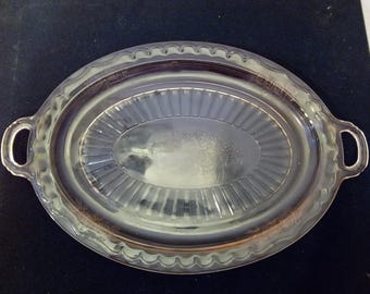 Vintage Pink Depression Glass, Handled Platter, Large Serving Plate, Three Footed Candy Dish, and Large Candy Dish