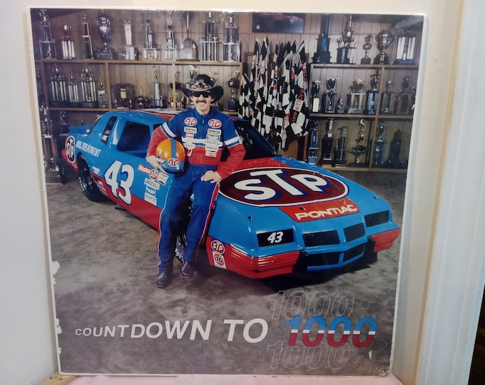 Vintage Racing Nascar Poster, Richard Petty Poster "Countdown to 1000", 1986
