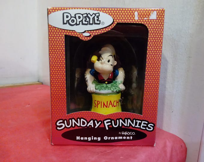 Vintage Christmas Ornaments, Sunday Funnies by Enesco, Popeye, Brutus, Olive Oil, Wimpy, and Swee'Pea, 1999