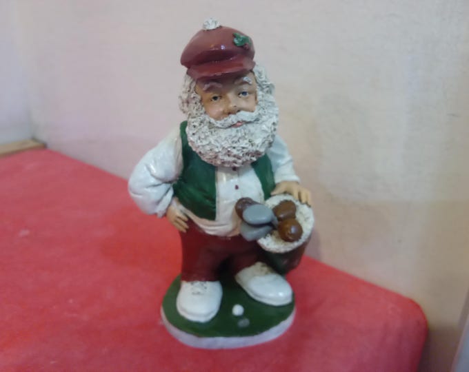 Vintage Hand Painted Santa, Santa Playing Golf made by The Olde Homestead, 1995
