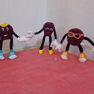 Vintage Stuffed Wired Toys, California Raisin Figures by Applause, 1988