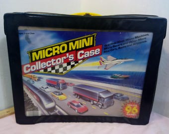 Vintage Toy Car Collector's Case, Micro Mini Collector's Case by Tara Toy Corp., Black Case with One Tray, 1980's