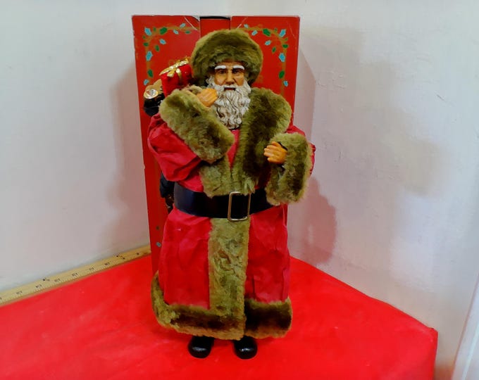 Vintage Christmas Decor, Santa Figurine with Cloth Clothing, or Stocking Holders "Santa with Bear" or "Bear with a Book" and Others