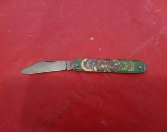 Vintage Pocket Knife, Happy Holidays with Santa Holding a Doll, 1970's