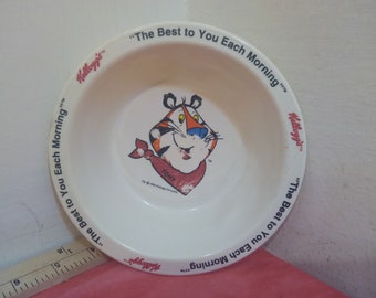 Vintage Cereal Bowl, Kellogg's Cereal Bowls Rice Krispies, Corn Flakes, Toucan Sam, and Tony Tiger, Plastic Cereal Bowl, 1995#p