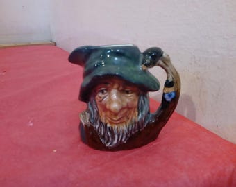 Vintage Creamer Figurine, Royal Doulton Toby Creamer, Rip Van Winkle or Mr. Micawber, Small, 1950's