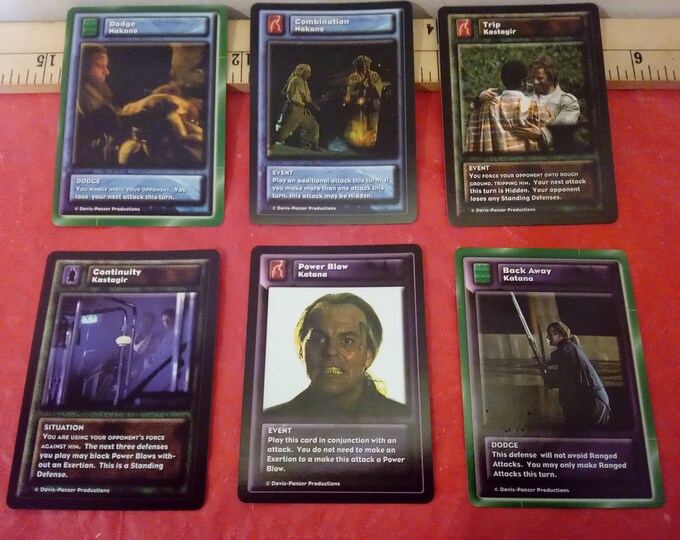 Vintage Card Game, Highlander Card Game Cards, Katana, Kastigir, and Nakano, 1990's