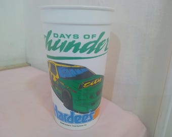 Vintage Sport's Plastic Cups, Collector Cups from Hardees "Days of Thunder", Cole Trickle, Russ Wheeler, Moses Malone, Capitals and Mustang#