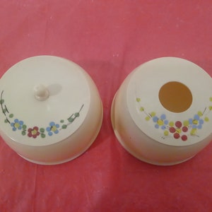 Vintage Make-up Containers, Bakelite Set for Blush and Brush Containers, Hand Painted Make-up Containers#