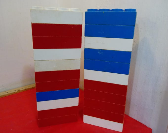 Vintage Jumbo Lego Blocks, Red, White, and Blue