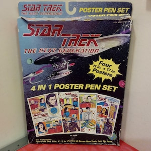 Vintage Star Trek The Next Generation, 4 in 1 Poster Pen Set, By Craft House, 1993~