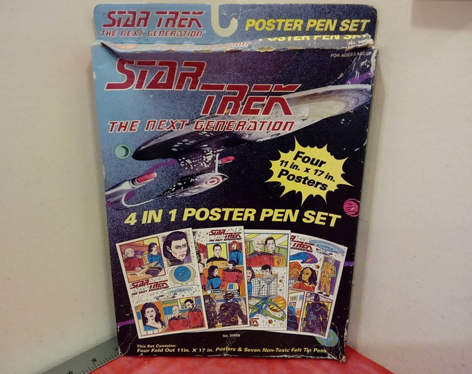 Vintage Star Trek The Next Generation, 4 in 1 Poster Pen Set, By Craft House, 1993~