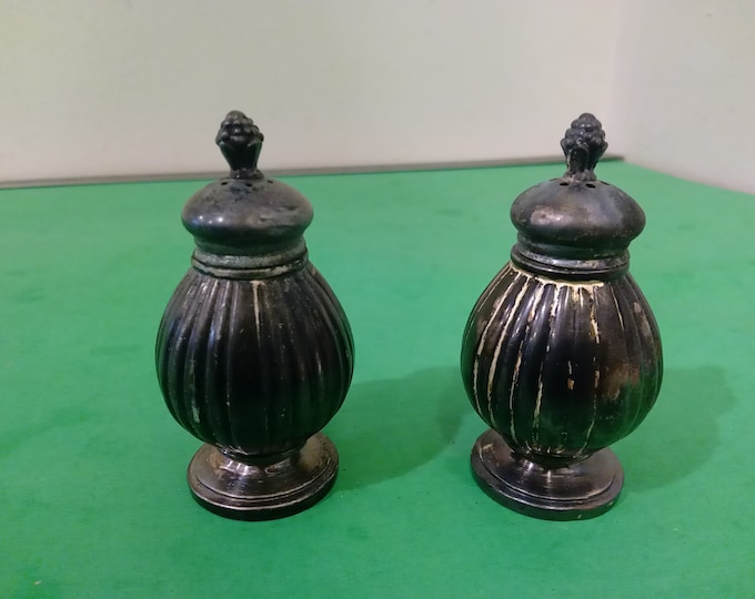 Vintage W.B. MFG Co. C-61 Metal Salt and Pepper Shakers, Silver Plated, 1950's