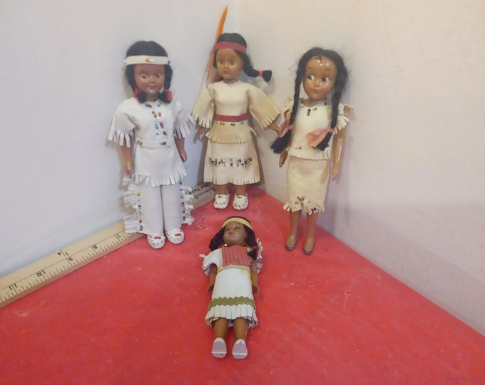Vintage Dolls, Native American Dolls with Leather or Leather Like Outfits