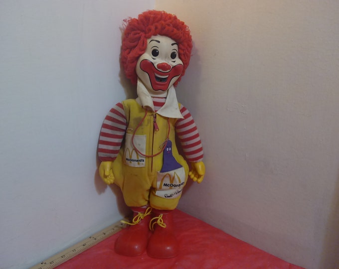 Vintage Cloth/Plastic Doll, Large Ronald McDonald Doll Made in Hong Kong, 1978#