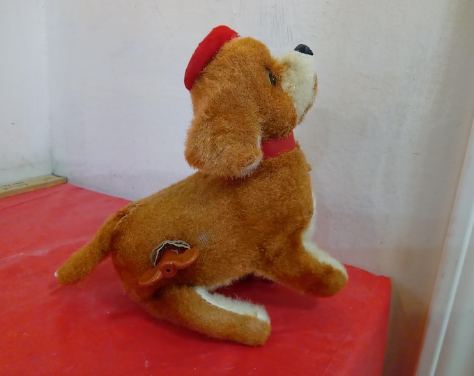 Vintage Wind-Up Dog, Acrobatic Dog with Beret on Head, 1950/60's