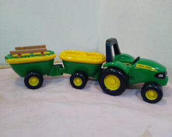 Vintage Plastic Toy Vehicles/Models, Thomas Toy Boat, Old Time Autos Model, Purple Unicorn Car, or Tomy John Deere Tractor with Wagons#