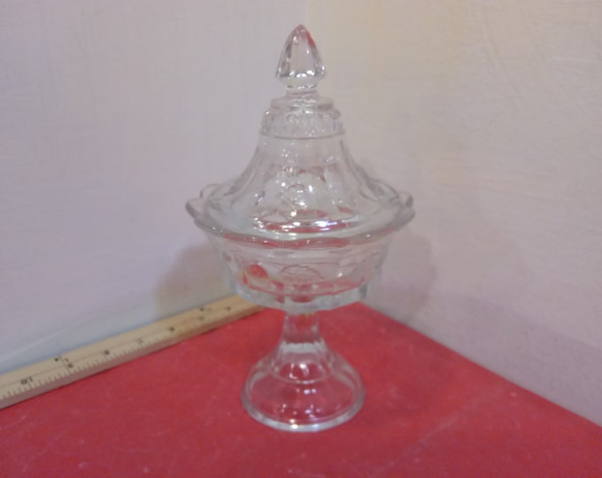 Vintage Candy Dish, Northwood Pattern Clear Glass Candy Dish with Strawberry's Pattern, 1950's