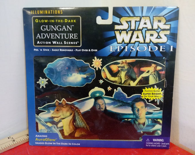 Vintage Movie Memorabilia, Star Wars Episode I, Gungan Adventure Action Wall Scenes, Peel n' Stick, 1999