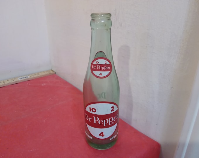 Vintage Soda Bottle, Dr. Pepper Bottle, 6 1/2 Oz 10 2 4 Design Bottle, 1950's