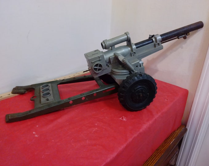 Vintage Military Toy, Marx or Marx Like Artillery Piece, Howitzer Steel and Plastic with Wheels#