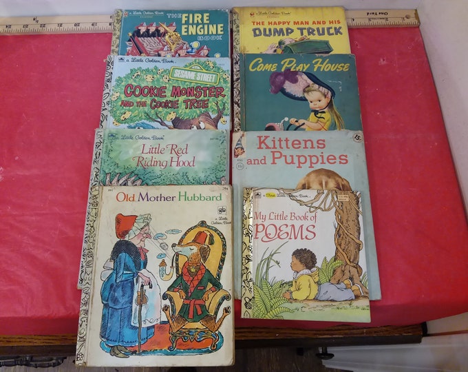Vintage Children's Books, Little Golden Books and Rand McNally Elf Book, Little Red Riding Hood, Mother Hubbard, Fire Engine and More