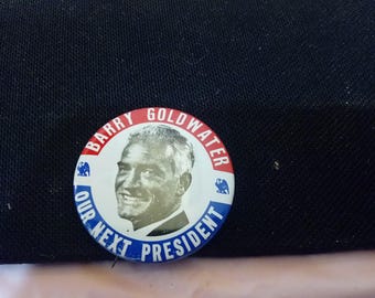 Vintage Political Pushback Pins, Political Pins for Winners and Losers of Elections, Dewey, Willkie, Wood, Hughes, Goldwater, and More