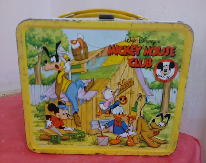 Vintage Lunchbox, Original Mickey Mouse Club TV Cast Metal Lunchbox by Aladdin, 1976#