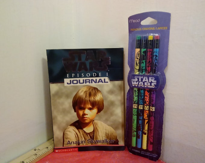 Vintage Star Wars Episode 1 Journal Anakin Skywalker and Star Wars Pencils by Mead, 1996