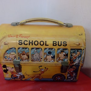 Vintage Lunchbox, Walt Disney School Bus Lunchbox by Aladdin, No Thermos 1960&#39;s