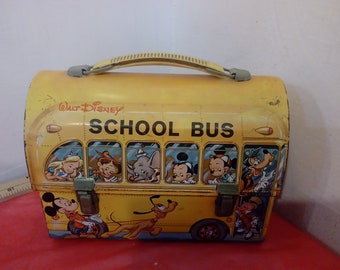 Vintage Lunchbox, Walt Disney School Bus Lunchbox by Aladdin, No Thermos 1960's