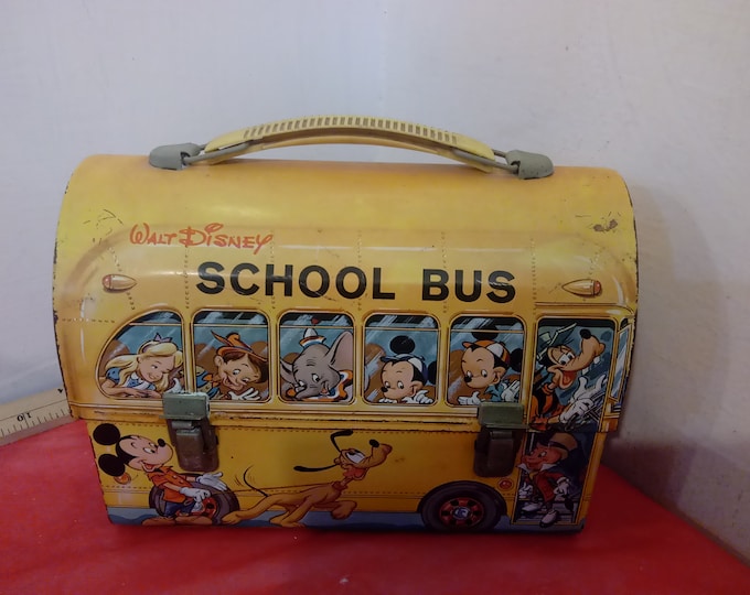 Vintage Lunchbox, Walt Disney School Bus Lunchbox by Aladdin, No Thermos 1960's