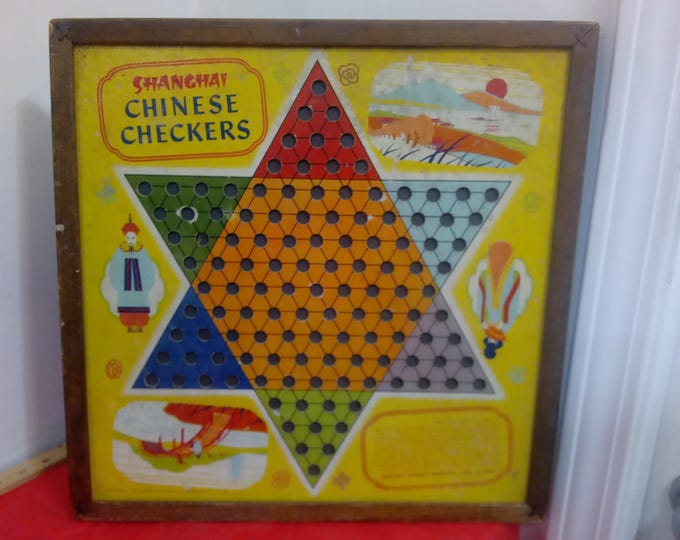Vintage Gaming Board, Checkers/Chinese Checkerboard by Transogram Company #3999, 1938